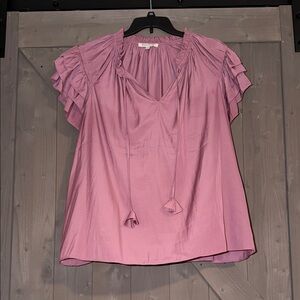 Rose & Olive Mauve/Lavender Ruffle Sleeve Blouse